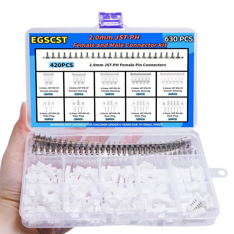 EGSCST طقم موصلات JST PH 630PCS مع كابل محول طرفي بفتحات 2.0 مم 2 3 4 5 6 دبابيس - Image 5